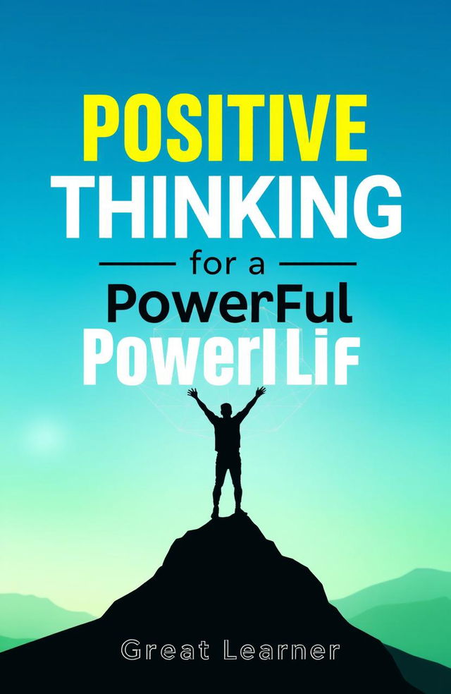 A modern book cover design featuring the title "Positive Thinking for a Powerful Life" by Great Learner