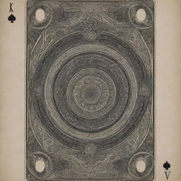 A detailed and artistically designed playing card. The card exhibits intricate patterns and symbols, imbuing it with a sense of mystery and allure.