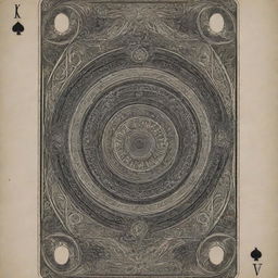 A detailed and artistically designed playing card. The card exhibits intricate patterns and symbols, imbuing it with a sense of mystery and allure.