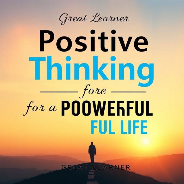 A modern book cover design for the title "Positive Thinking for a Powerful Life" by Great Learner