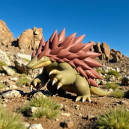 A robust and sturdy echidna-inspired Pokémon, embodying the characteristics of a ground-type