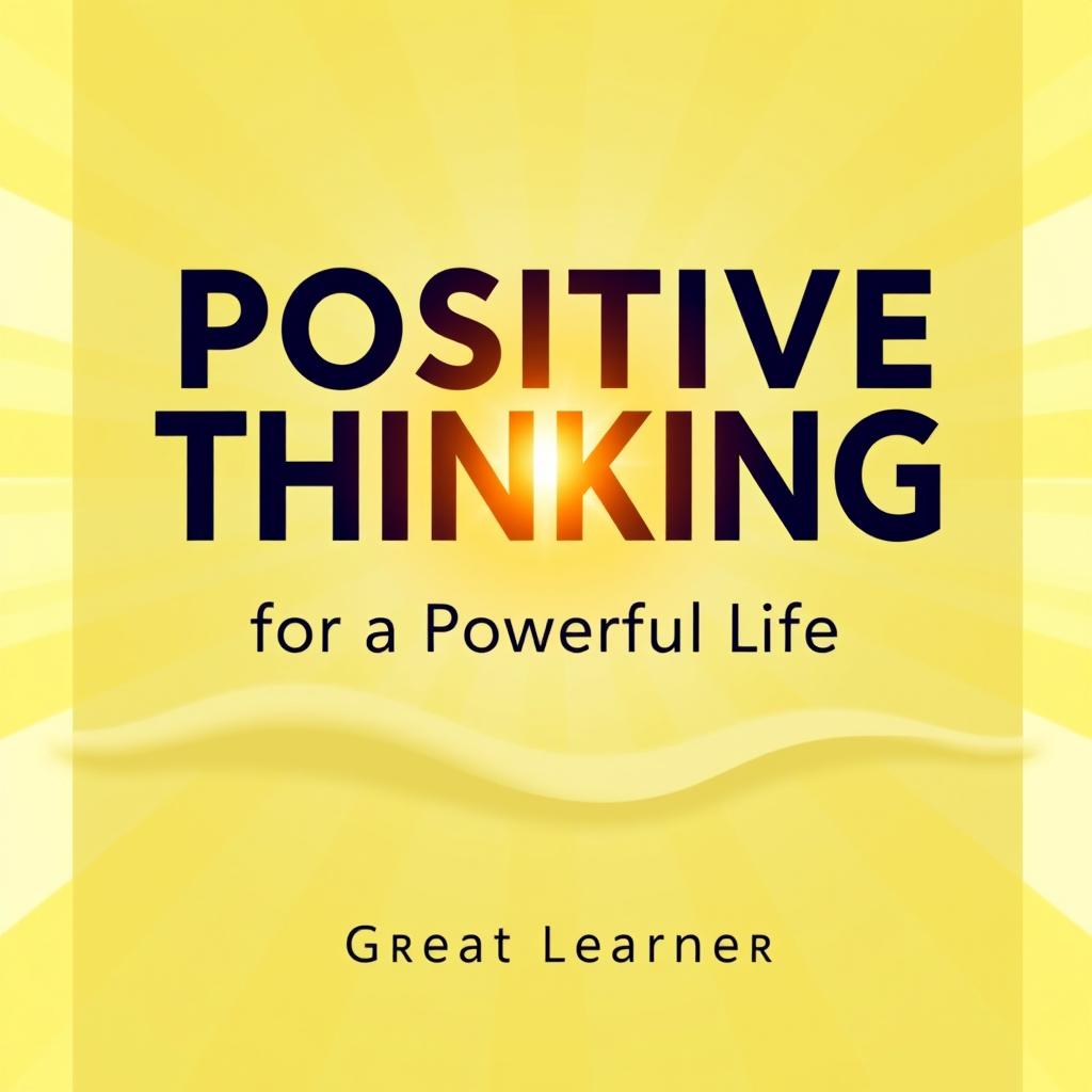 A modern book cover design for "Positive Thinking for a Powerful Life" by Great Learner, exuding positivity and energy