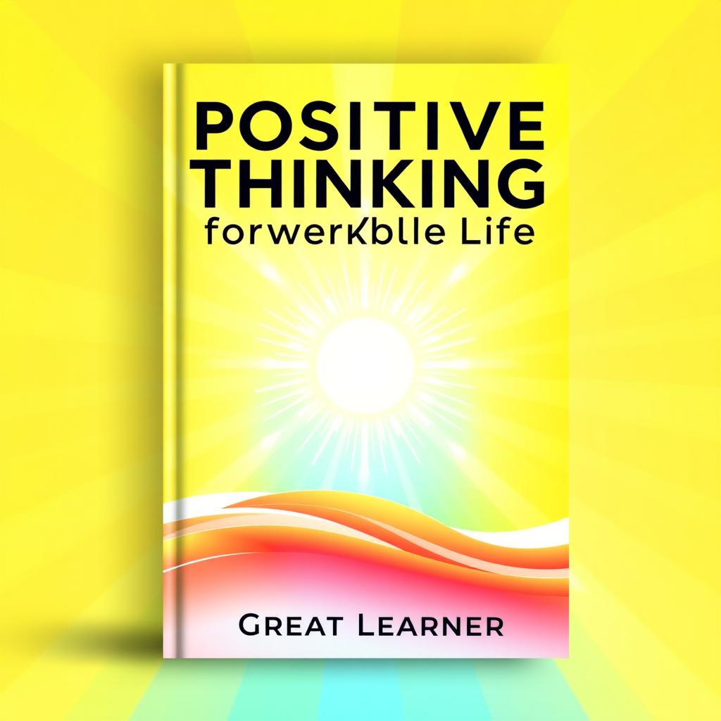 A vibrant book cover design for "Positive Thinking for a Powerful Life" by Great Learner