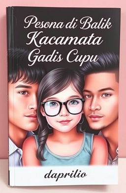 A captivating book cover featuring a cute girl wearing glasses, exuding a sense of innocence with a hint of allure