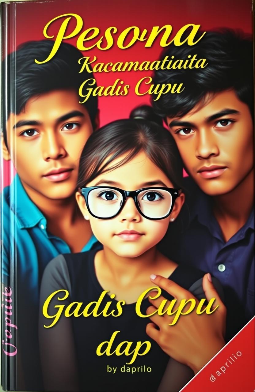 A captivating book cover featuring a cute girl wearing glasses, exuding a sense of innocence with a hint of allure