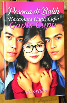 A captivating book cover featuring a cute girl wearing glasses, exuding a sense of innocence with a hint of allure