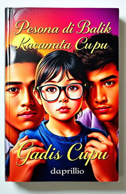 A captivating book cover featuring a cute girl wearing glasses, exuding a sense of innocence with a hint of allure