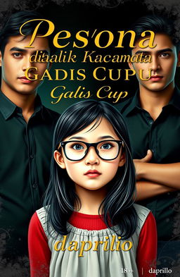 A novel cover featuring a cute girl with glasses at the front, embodying an innocent and shy demeanor