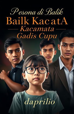 A novel cover featuring a cute girl with glasses at the front, embodying an innocent and shy demeanor