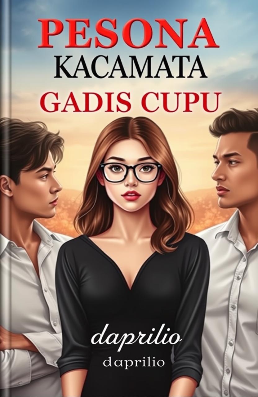 A book cover featuring an adult girl with glasses, embodying a cute and nerdy aesthetic