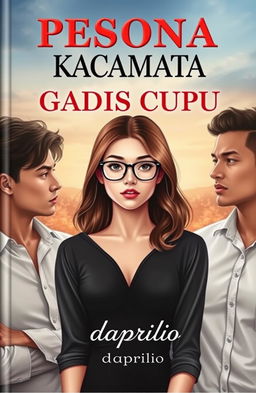 A book cover featuring an adult girl with glasses, embodying a cute and nerdy aesthetic