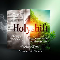 An artistic book cover for 'Holyshift: My Story of Transformation from an Ordinary to an Extraordinary Life'