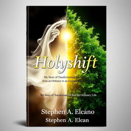 An artistic book cover for 'Holyshift: My Story of Transformation from an Ordinary to an Extraordinary Life'