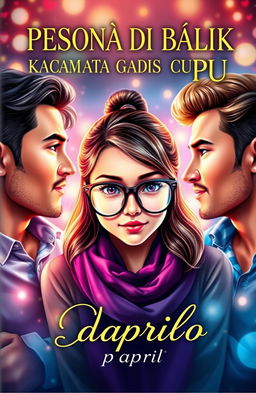 A captivating book cover featuring an attractive adult girl wearing stylish oversized glasses, showcasing an innocent and nerdy charm