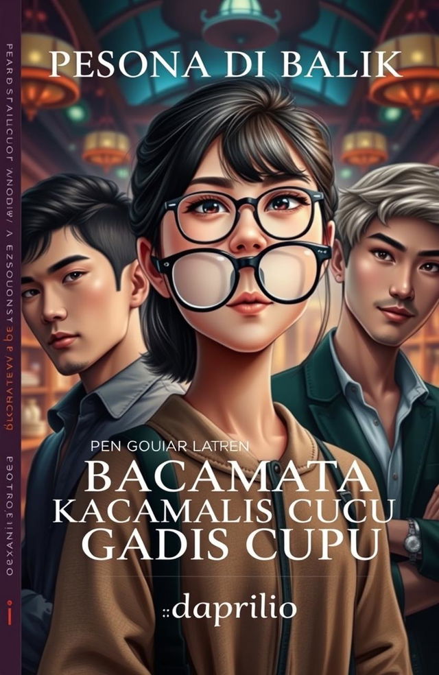 A captivating book cover featuring an adult girl with glasses, portrayed as cute yet sophisticated