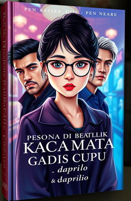 A captivating book cover featuring an adult girl with glasses, portrayed as cute yet sophisticated