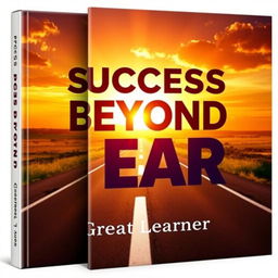 A book cover design for 'Success Beyond Fear' by Great Learner, featuring a vibrant and uplifting background with a sunrise casting warm golden and orange hues