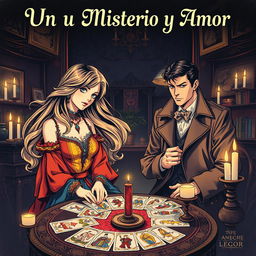 A vintage anime-style cover illustration depicting a romantic mystery amidst a murder investigation