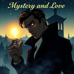 A vintage anime-style cover illustration featuring a mysterious and romantic scene centered on a handsome Black man