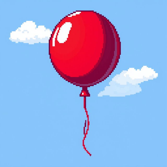 A vibrant red balloon in a pixel art style, sized 64x64 pixels