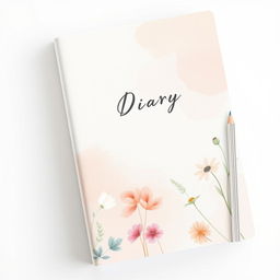 A serene and tranquil diary cover design featuring soft pastel colors inspired by nature