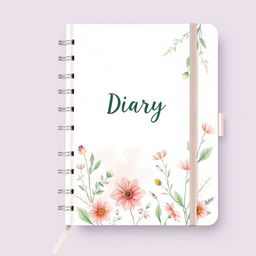 A serene and tranquil diary cover design featuring soft pastel colors inspired by nature