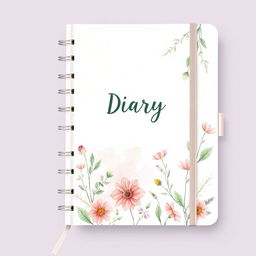 A serene and tranquil diary cover design featuring soft pastel colors inspired by nature