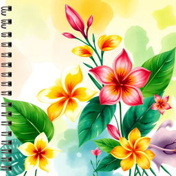 A vibrant and abstract cover design for a diary or planner focused on nature themes, specifically targeting a female audience