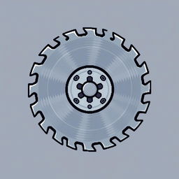 A symmetrical circular blade designed in pixel art style, showcasing sharp, evenly balanced edges