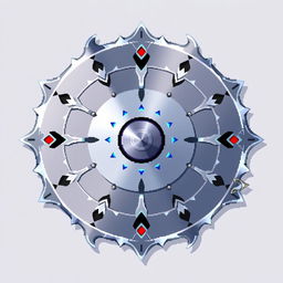 A symmetrical circular blade rendered in vibrant pixel art style