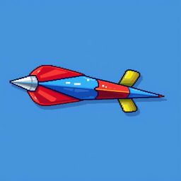 A vibrant pixel art depiction of a dart, featuring a detailed design that highlights its pointed tip, streamlined body, and colorful fins