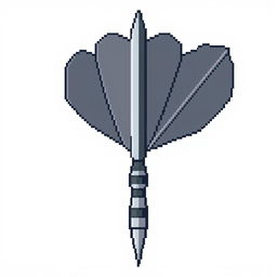 A pixel art representation of a dart, predominantly featuring shades of grey