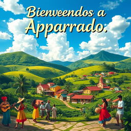 A vibrant poster showcasing the picturesque town of Apartadó, Colombia