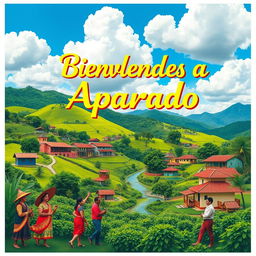 A vibrant poster showcasing the picturesque town of Apartadó, Colombia