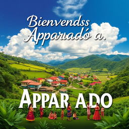 A vibrant poster showcasing the picturesque town of Apartadó, Colombia