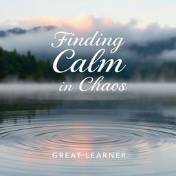 A book cover design for 'Finding Calm in Chaos' by Great Learner, embodying a soothing and tranquil theme