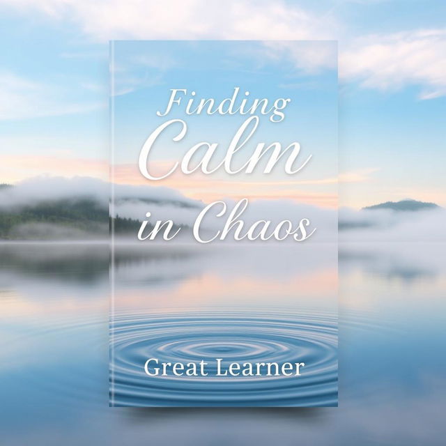 A book cover design for 'Finding Calm in Chaos' by Great Learner, embodying a soothing and tranquil theme