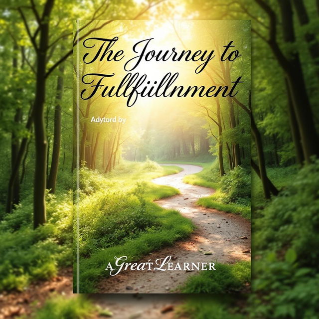 A book cover design for 'The Journey to Fulfillment' by Great Learner, embodying an inspiring and adventurous theme