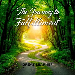 A book cover design for 'The Journey to Fulfillment' by Great Learner, embodying an inspiring and adventurous theme