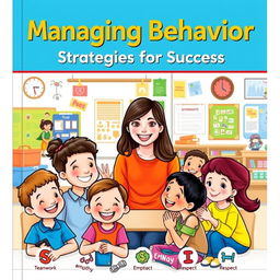 A visually engaging cover for a behavior management book, featuring colorful illustrations of diverse children engaging in positive behaviors in a classroom setting