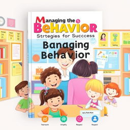 A visually engaging cover for a behavior management book, featuring colorful illustrations of diverse children engaging in positive behaviors in a classroom setting