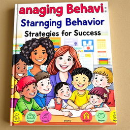 A visually engaging cover for a behavior management book, featuring colorful illustrations of diverse children engaging in positive behaviors in a classroom setting