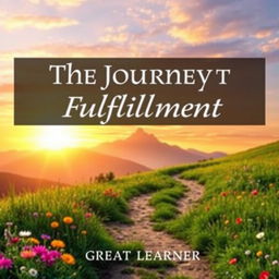 A book cover design for 'The Journey to Fulfillment' by Great Learner, evoking a sense of adventure and personal growth