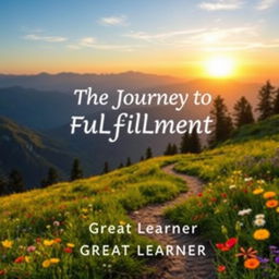 A book cover design for 'The Journey to Fulfillment' by Great Learner, evoking a sense of adventure and personal growth