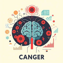 An informative illustration depicting the relationship between stress and cancer