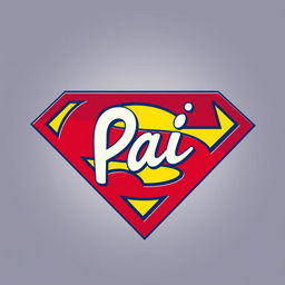 A creative reinterpretation of the Superman symbol, featuring the iconic â€˜Sâ€™ logo at its center, with the word â€˜Paiâ€™ (which means â€˜Dadâ€™ in Portuguese) creatively integrated into the design