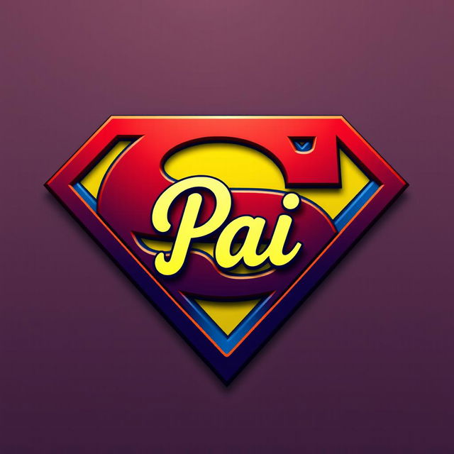 A creative reinterpretation of the Superman symbol, featuring the iconic â€˜Sâ€™ logo at its center, with the word â€˜Paiâ€™ (which means â€˜Dadâ€™ in Portuguese) creatively integrated into the design