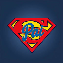 A creative reinterpretation of the Superman symbol, featuring the iconic â€˜Sâ€™ logo at its center, with the word â€˜Paiâ€™ (which means â€˜Dadâ€™ in Portuguese) creatively integrated into the design