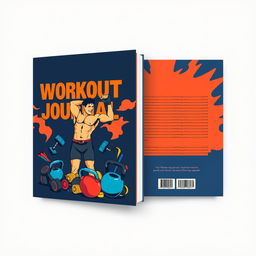 A front and back cover design for a "Workout Journal" or "Fitness Logbook"