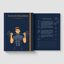 A professional front and back cover design for a "Workout Journal"